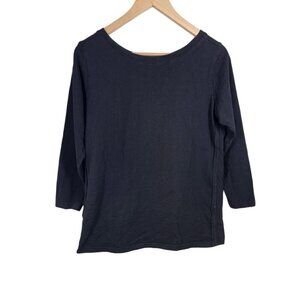 Pact Tee Tshirt Women's Size S Thicker Burnourt Black‎ 3/4 Length Sleeves